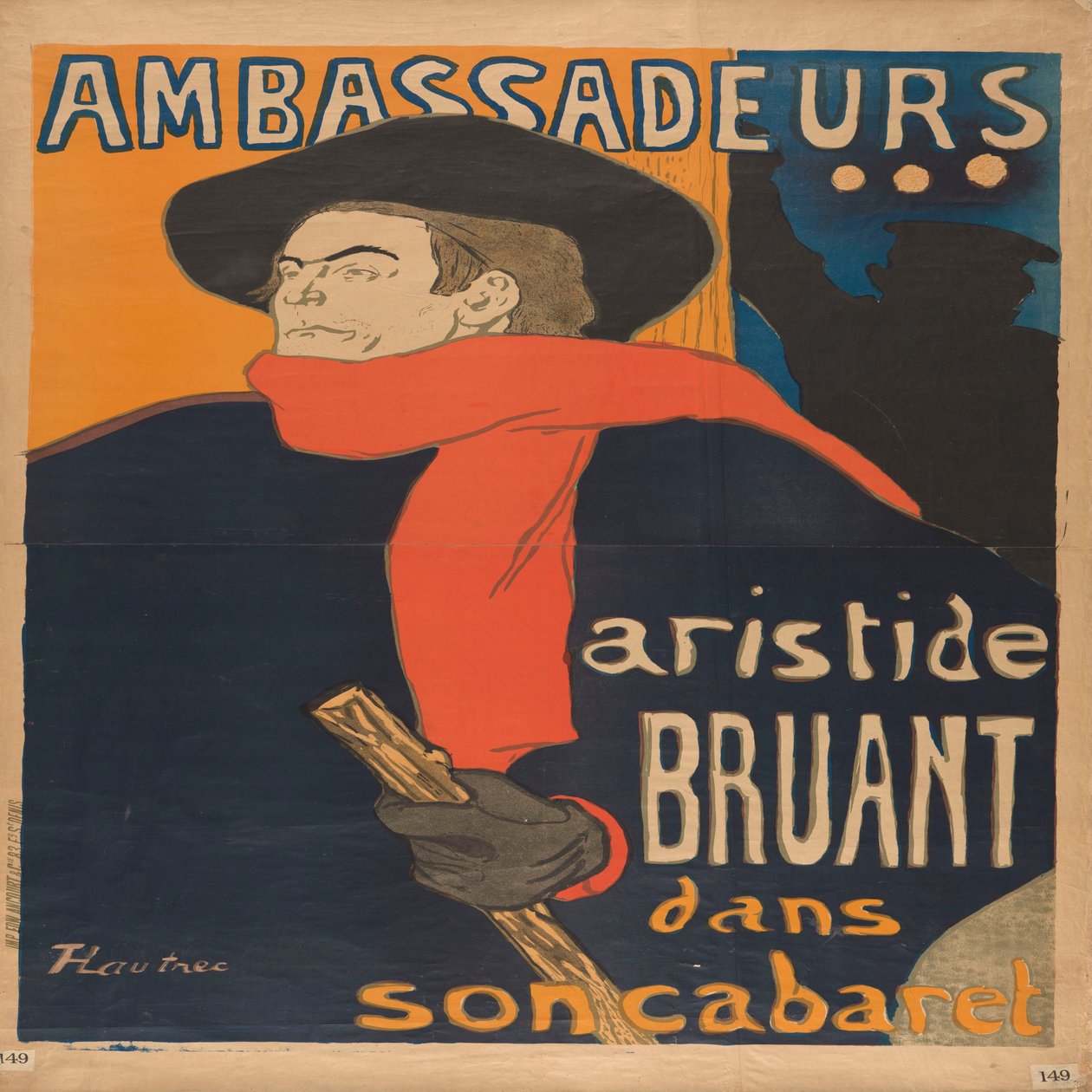 Ambassadors Aristide Bruant in His Cabaret by Henri de Toulouse-Lautrec