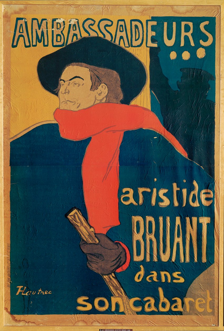 Aristide Bruant, Singer and Composer, on a Poster Announcing His Performance at the Elegant Night-Club Les Ambassadeurs on the Champs Elysees by Henri de Toulouse-Lautrec