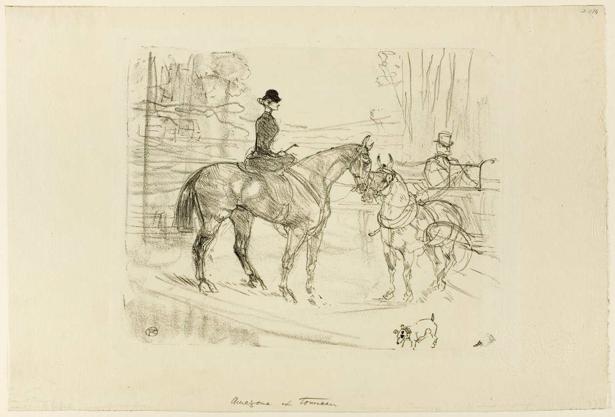 Horsewoman and Cart by Henri de Toulouse-Lautrec