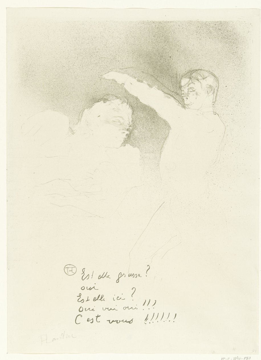 Portrait of Marcelle Lender and Albert Brasseur at the Variety Show by Henri de Toulouse Lautrec (signed by artist)