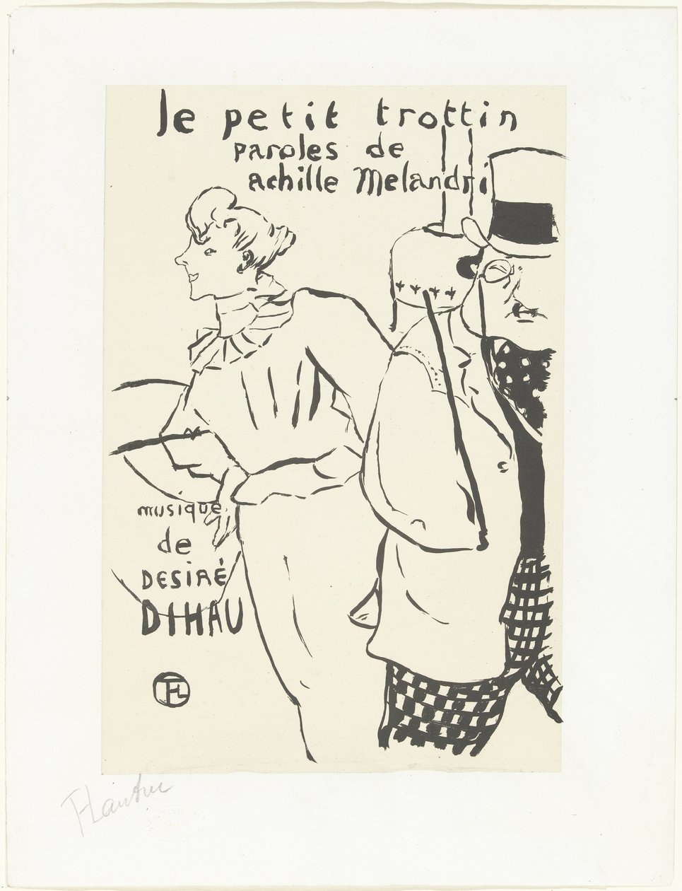 Woman as Errand Girl and Man with Hat by Henri de Toulouse Lautrec (signed by artist)