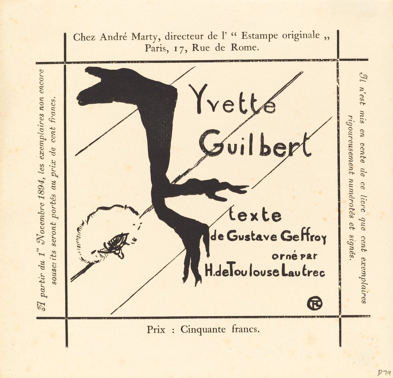 Advertisement for the Album Yvette Guilbert by Henri de Toulouse Lautrec