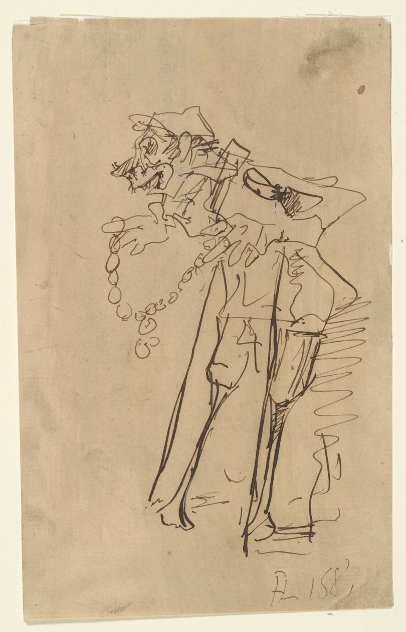 Caricature of a Soldier Holding a Decoration by Henri de Toulouse Lautrec