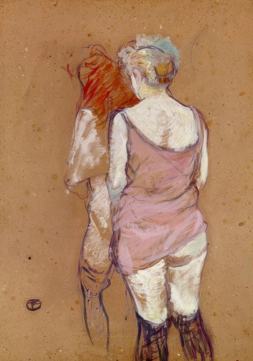 Two Women from Behind, House on Rue des Moulins by Henri de Toulouse Lautrec