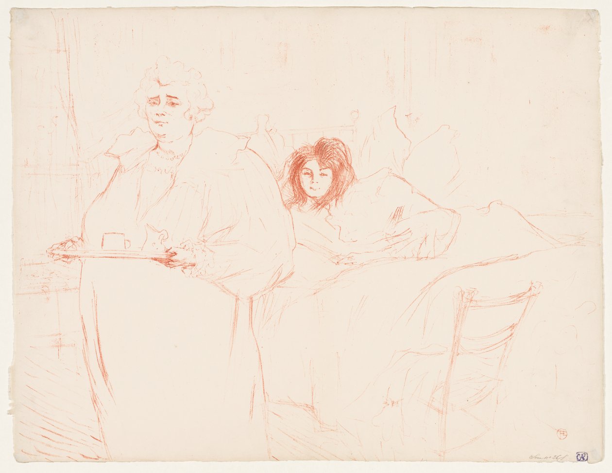 Elles: Woman Carrying a Tray, Mme. Baron and Mlle. Popo by Henri de Toulouse Lautrec
