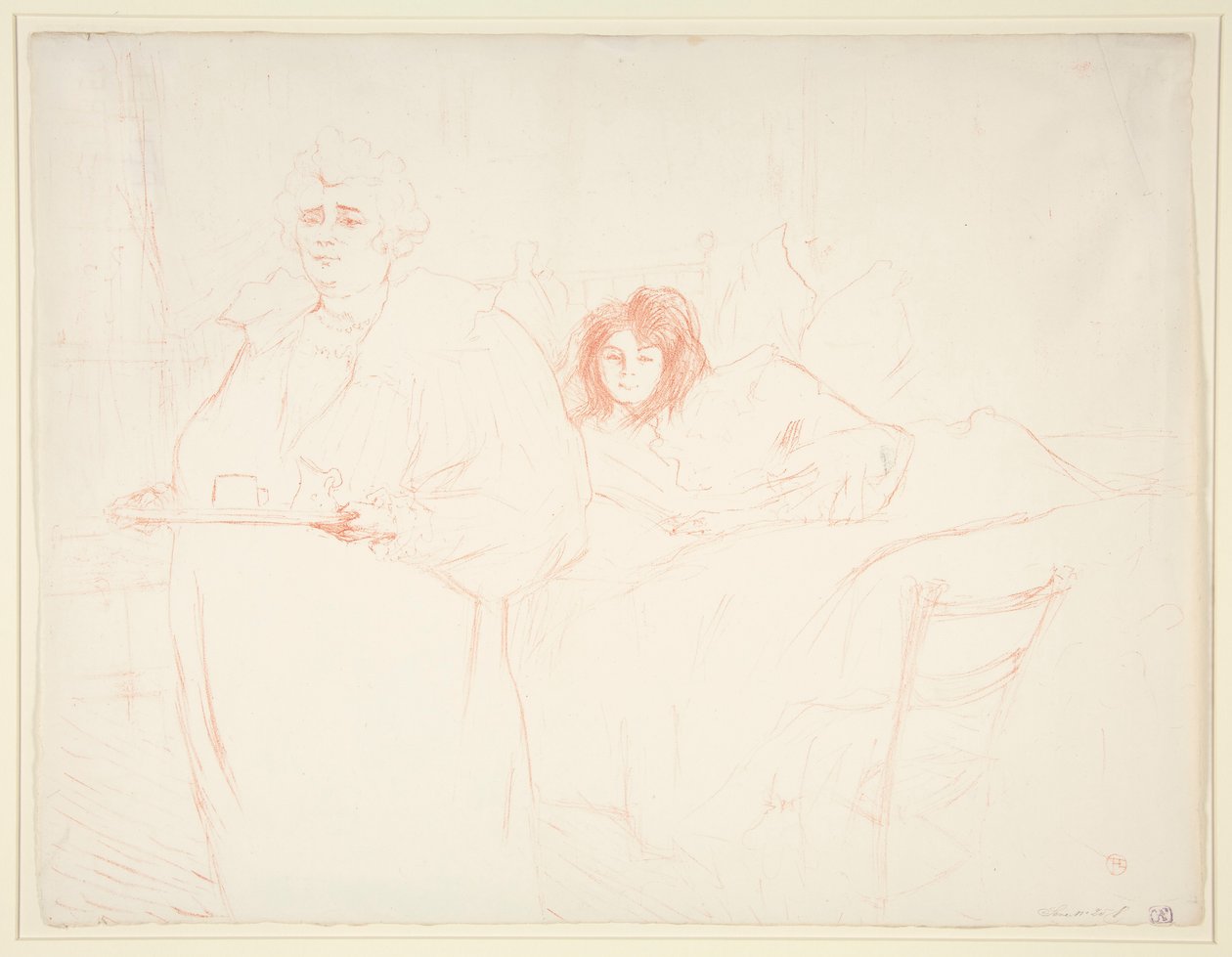 Woman with a Tray, Breakfast, Madame Baron and Mademoiselle Popo, from the series Elles by Henri de Toulouse Lautrec