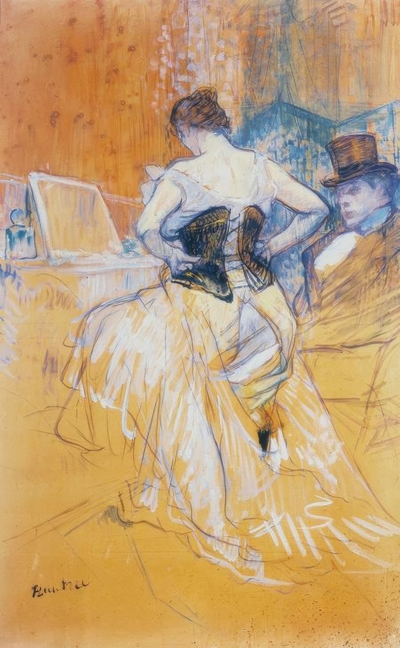 Woman Putting on Her Corset, Passing Conquest by Henri de Toulouse Lautrec