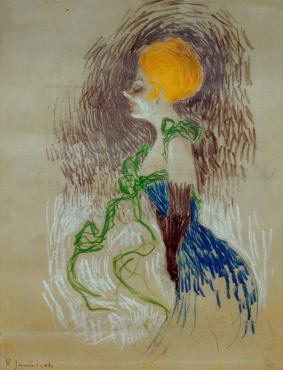 Young Woman with Gloves by Henri de Toulouse Lautrec