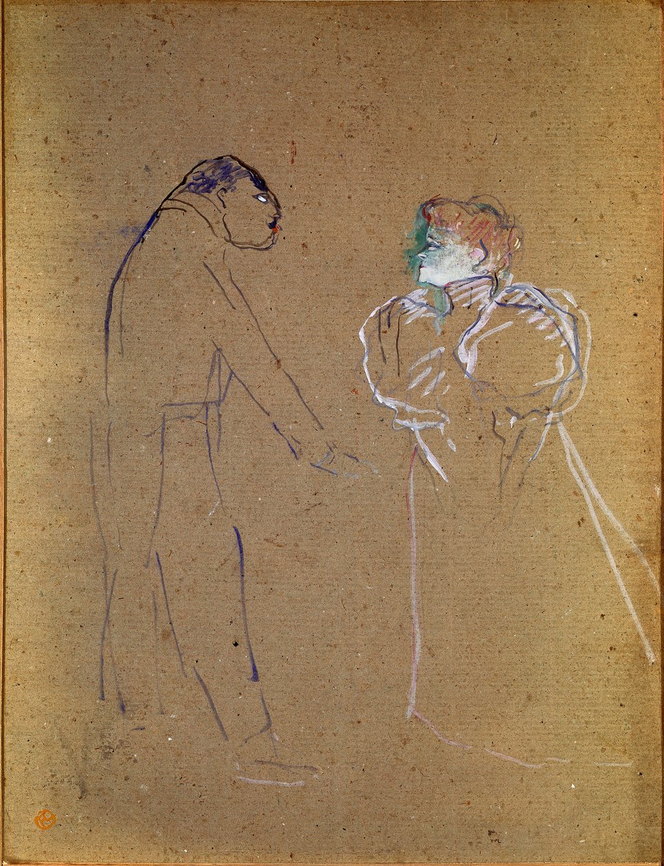 Lucien Germain Guitry and Jeanne Granier. Drawing by Henri de Toulouse-Lautrec by Henri de Toulouse Lautrec
