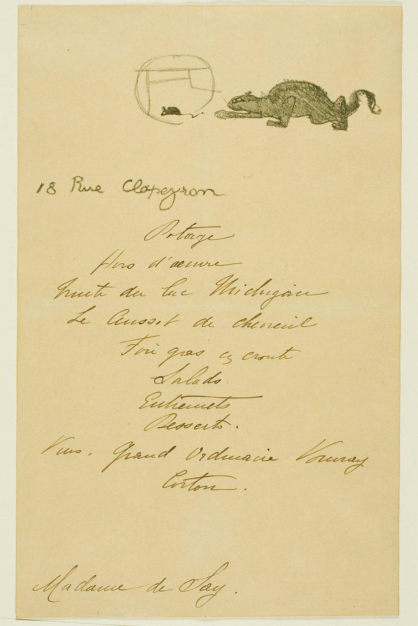 Menu for a Dinner given by May Belfort by Henri de Toulouse Lautrec