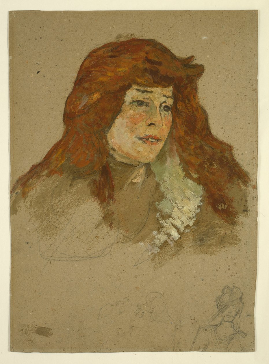 Mme Lili Grenier (recto); Landscape with Church (verso) by Henri de Toulouse Lautrec