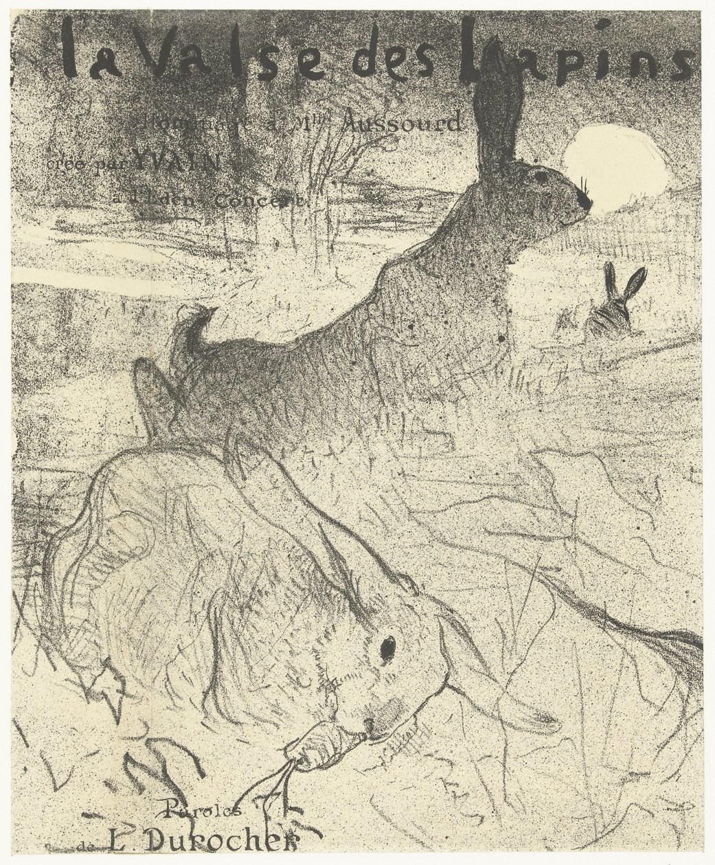 Cover for Music Sheet with Song La Valse des Lapins with Rabbits in Landscape by Henri de Toulouse Lautrec
