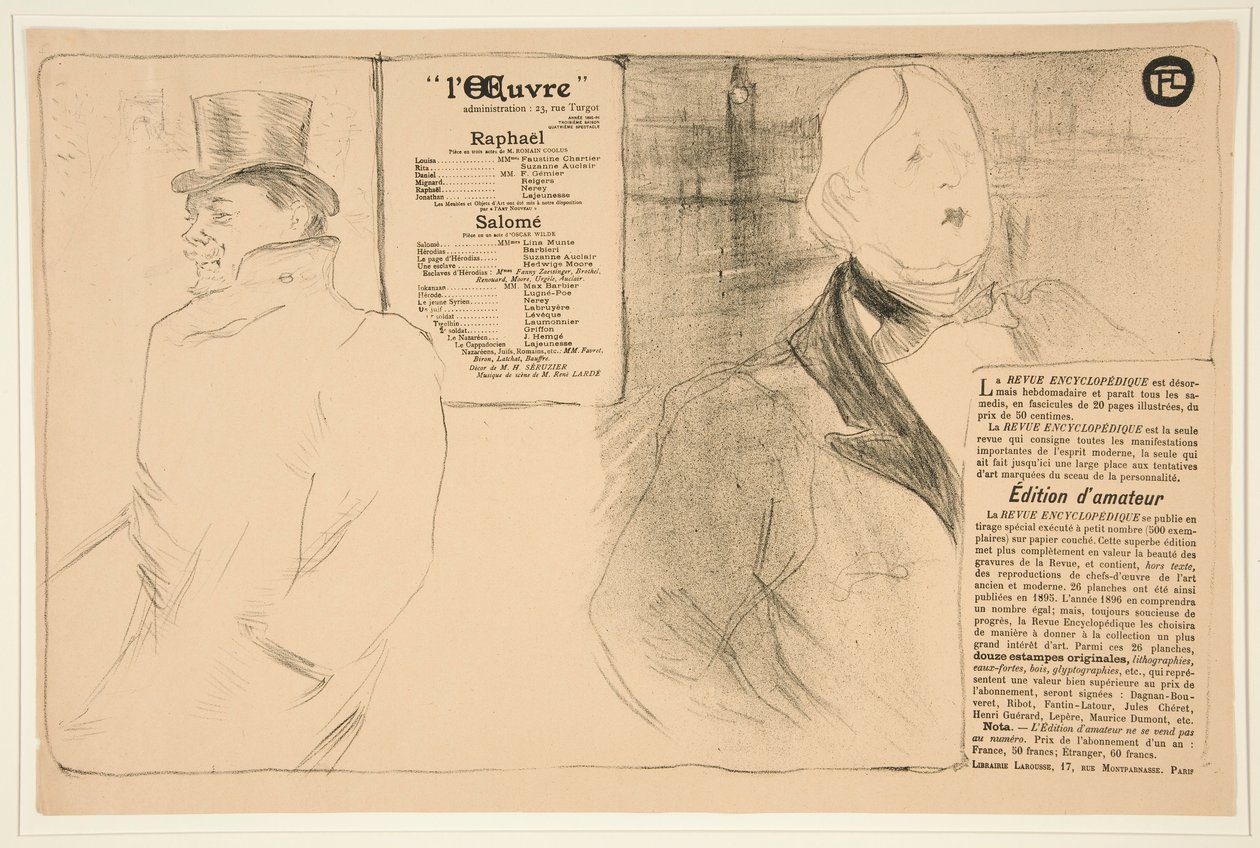 Oscar Wilde and Romain Coolus by Henri de Toulouse Lautrec