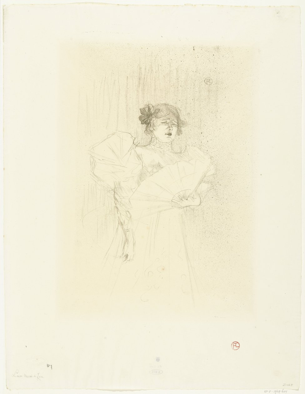 Portrait of actress Luce Myrès with fan by Henri de Toulouse Lautrec