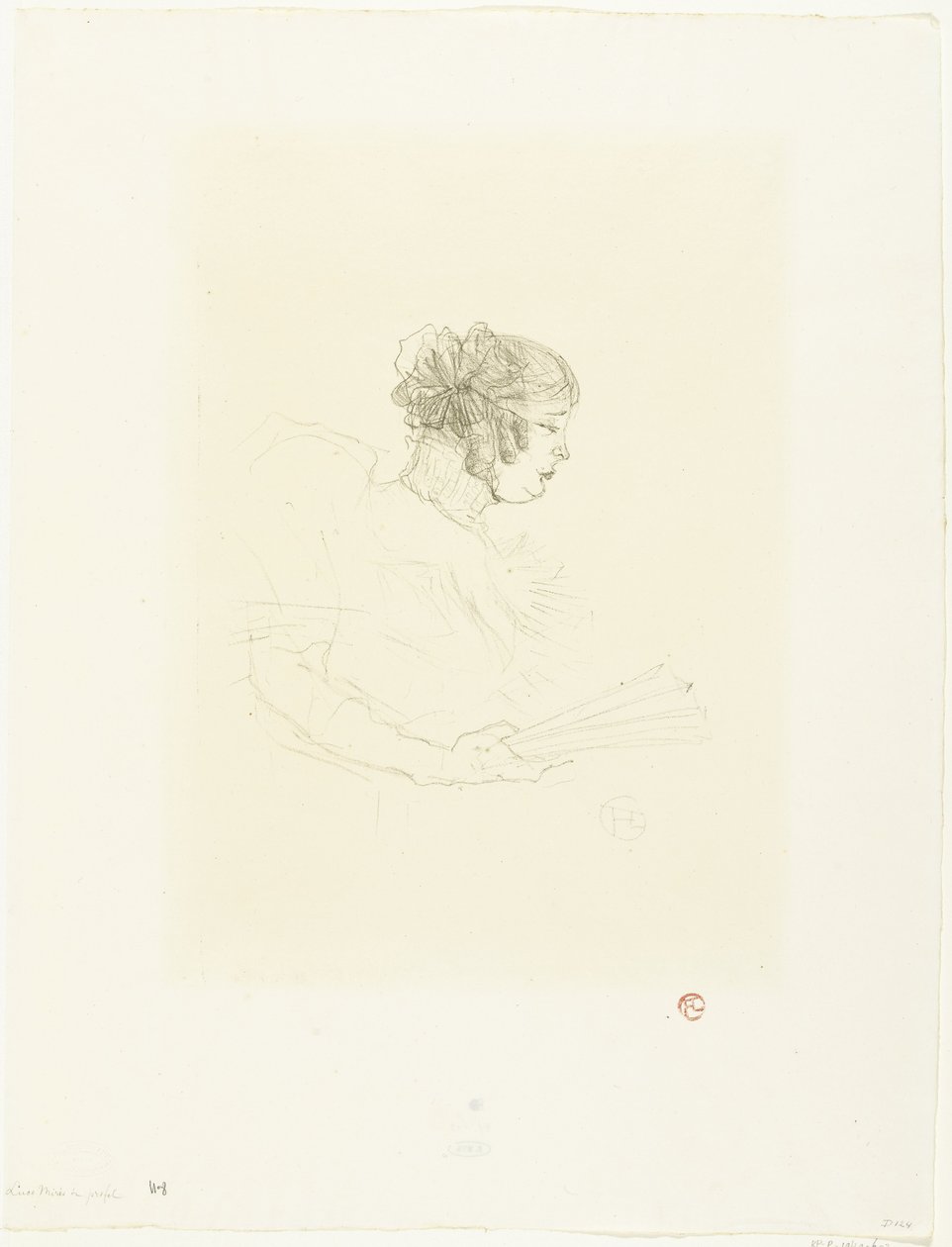 Portrait of Actress Luce Myrès with Fan by Henri de Toulouse Lautrec