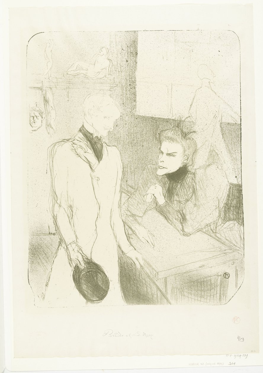 Portrait of Actress Marthe Brandès and Actor Charles le Bargy in the Play Les Cabotins by Henri de Toulouse Lautrec