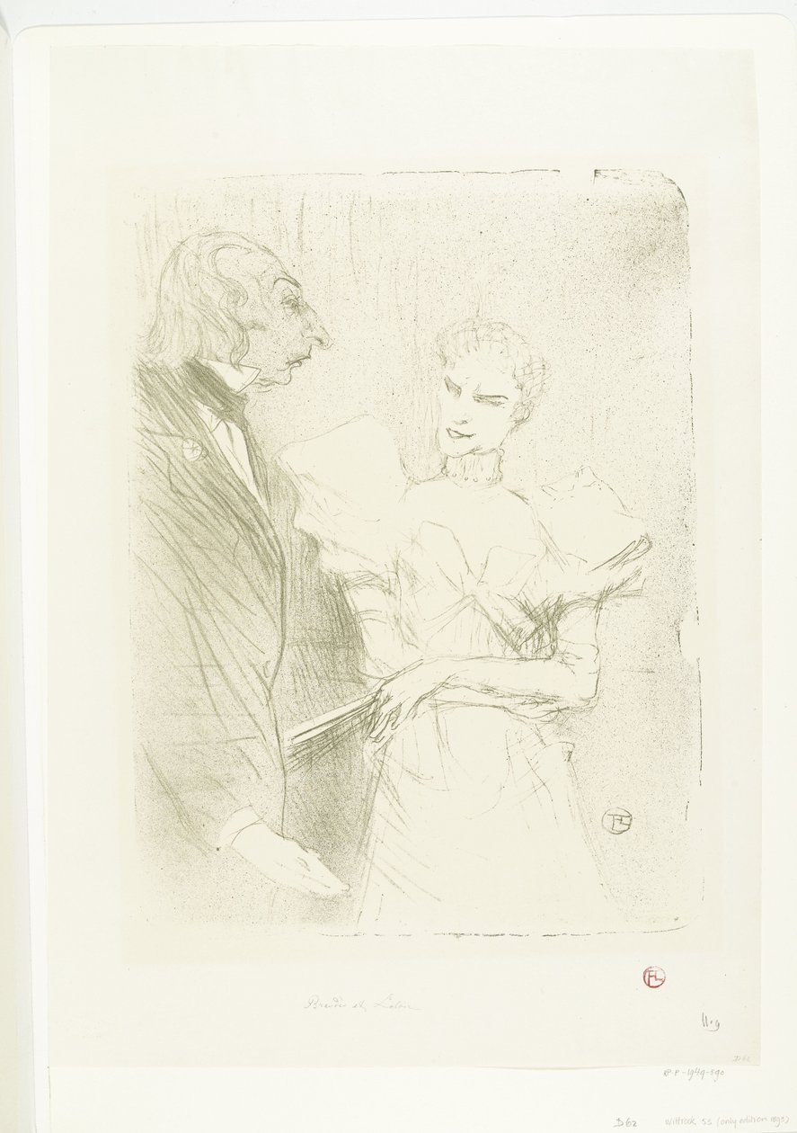 Portrait of Actress Marthe Brandès and Actor Louis-Pierre Leloir in the Play Les Cabotins by Henri de Toulouse Lautrec