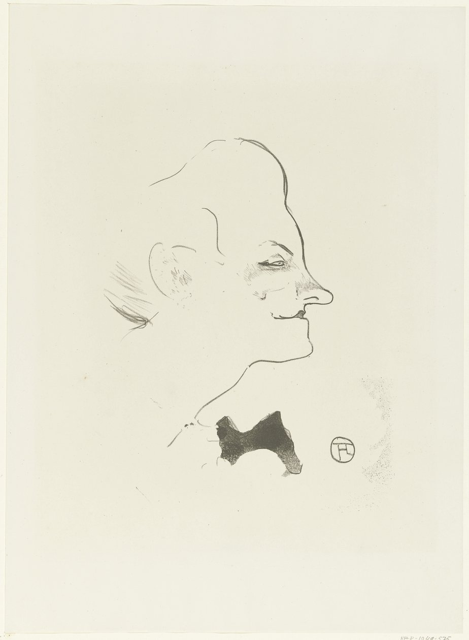 Portrait of Singer Yvette Gilbert (series title: Le Cafe Concert) by Henri de Toulouse Lautrec