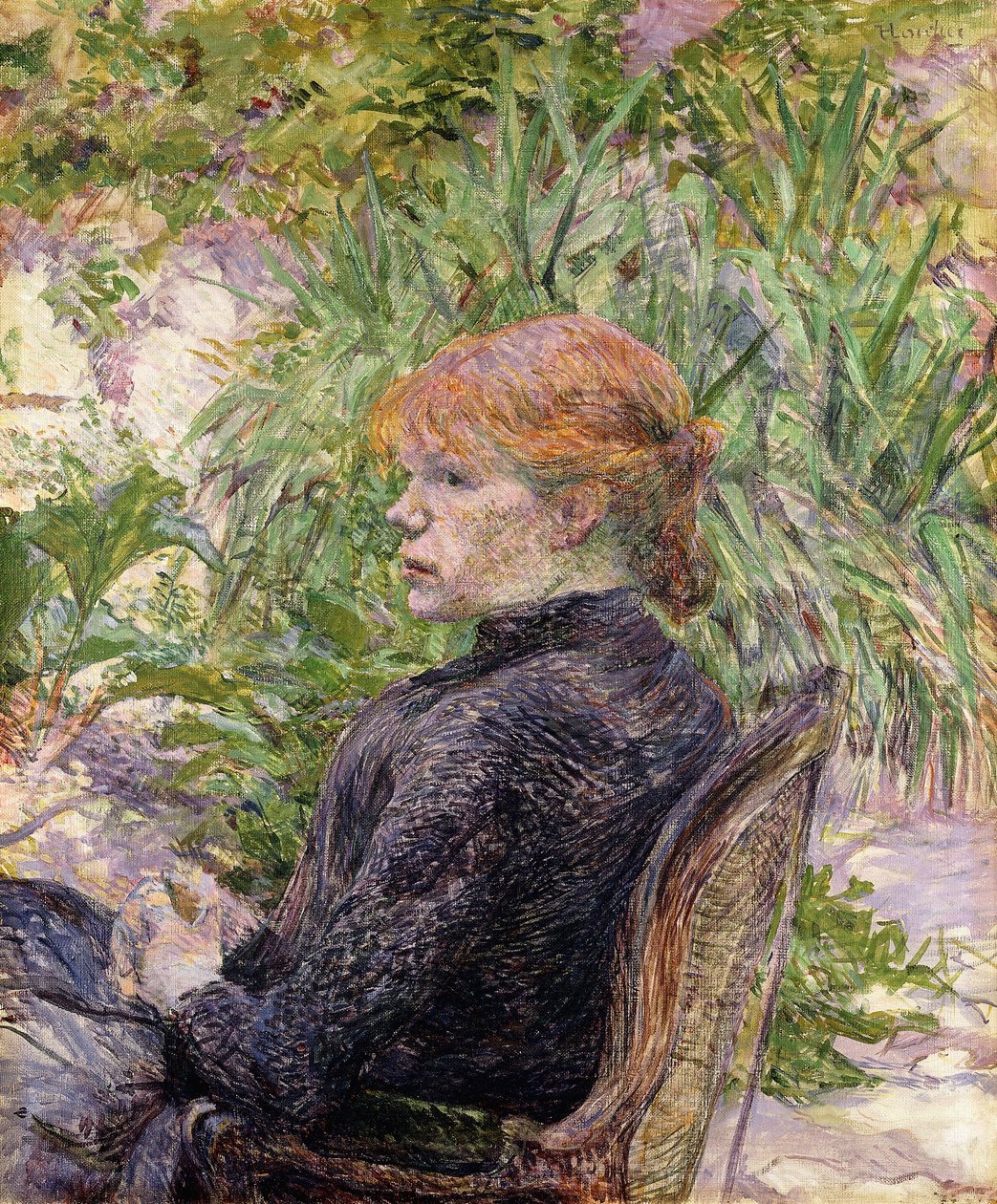 Redheaded Woman Sitting in the Garden by Henri de Toulouse Lautrec