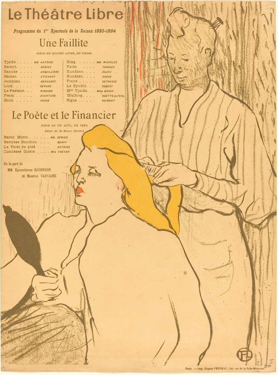 The Hairdresser - Program for the Theatre-Libre, 1893 by Henri de Toulouse-Lautrec