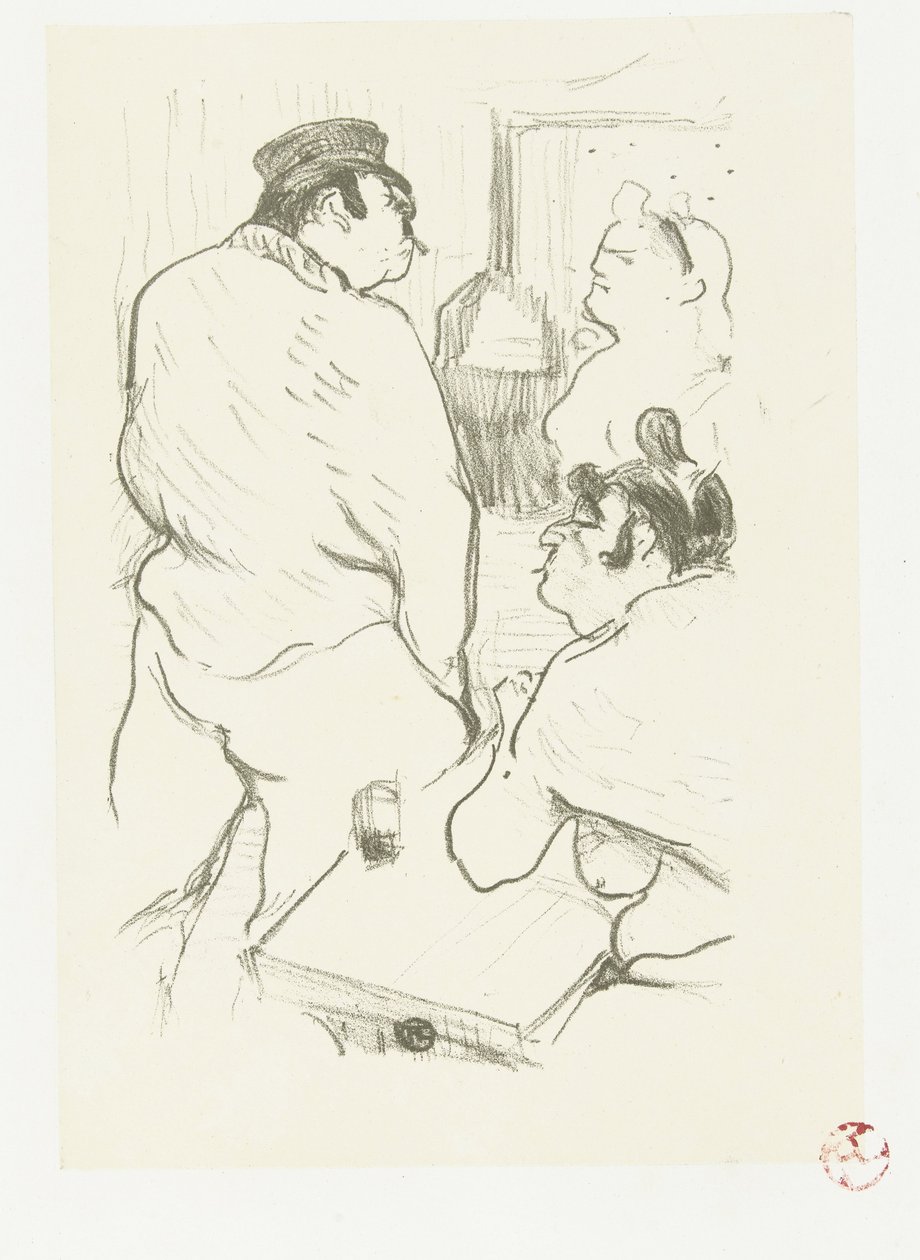 Two Women and Man in Brothel by Henri de Toulouse Lautrec