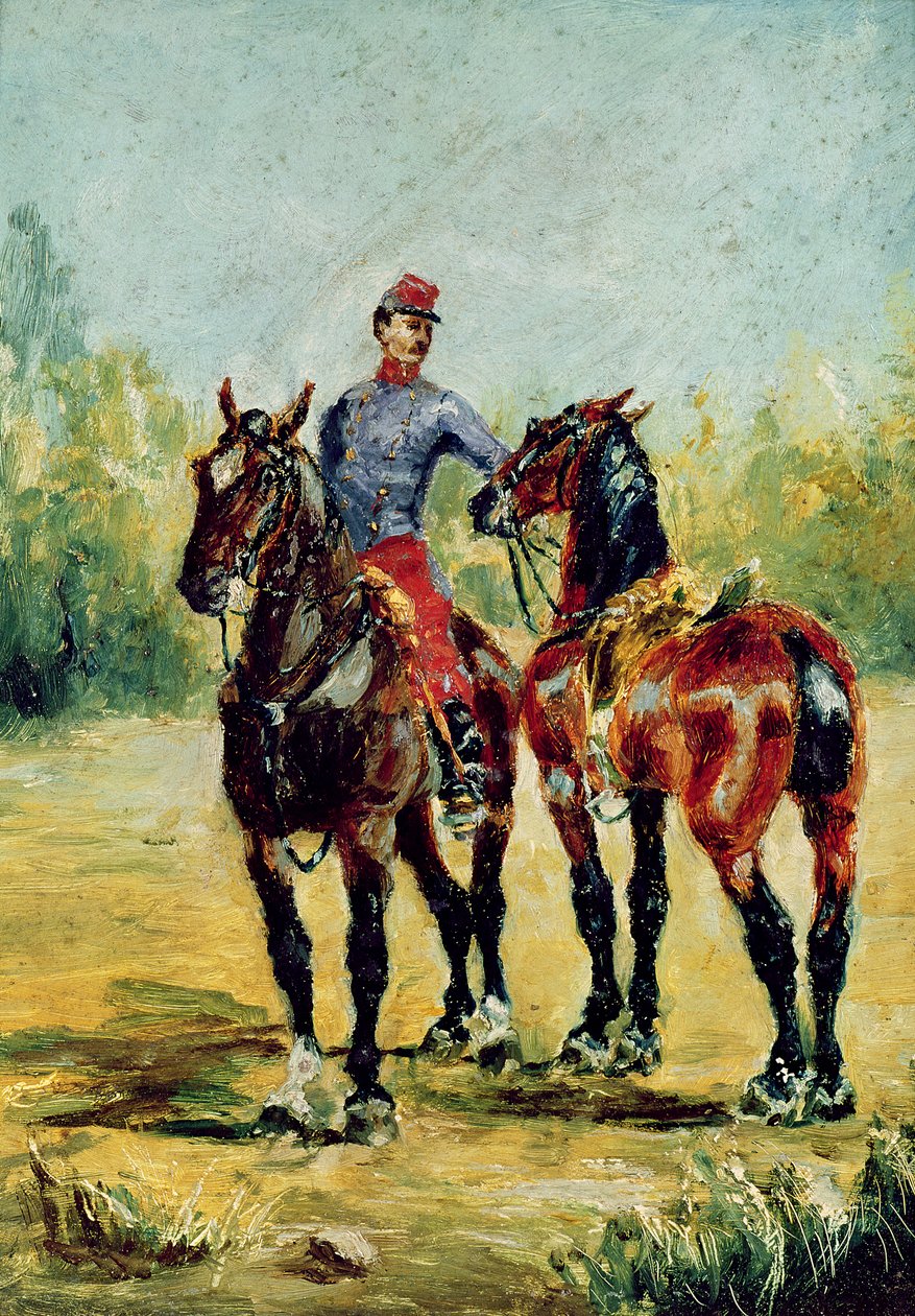 Two Horses and a Groom by Henri de Toulouse Lautrec