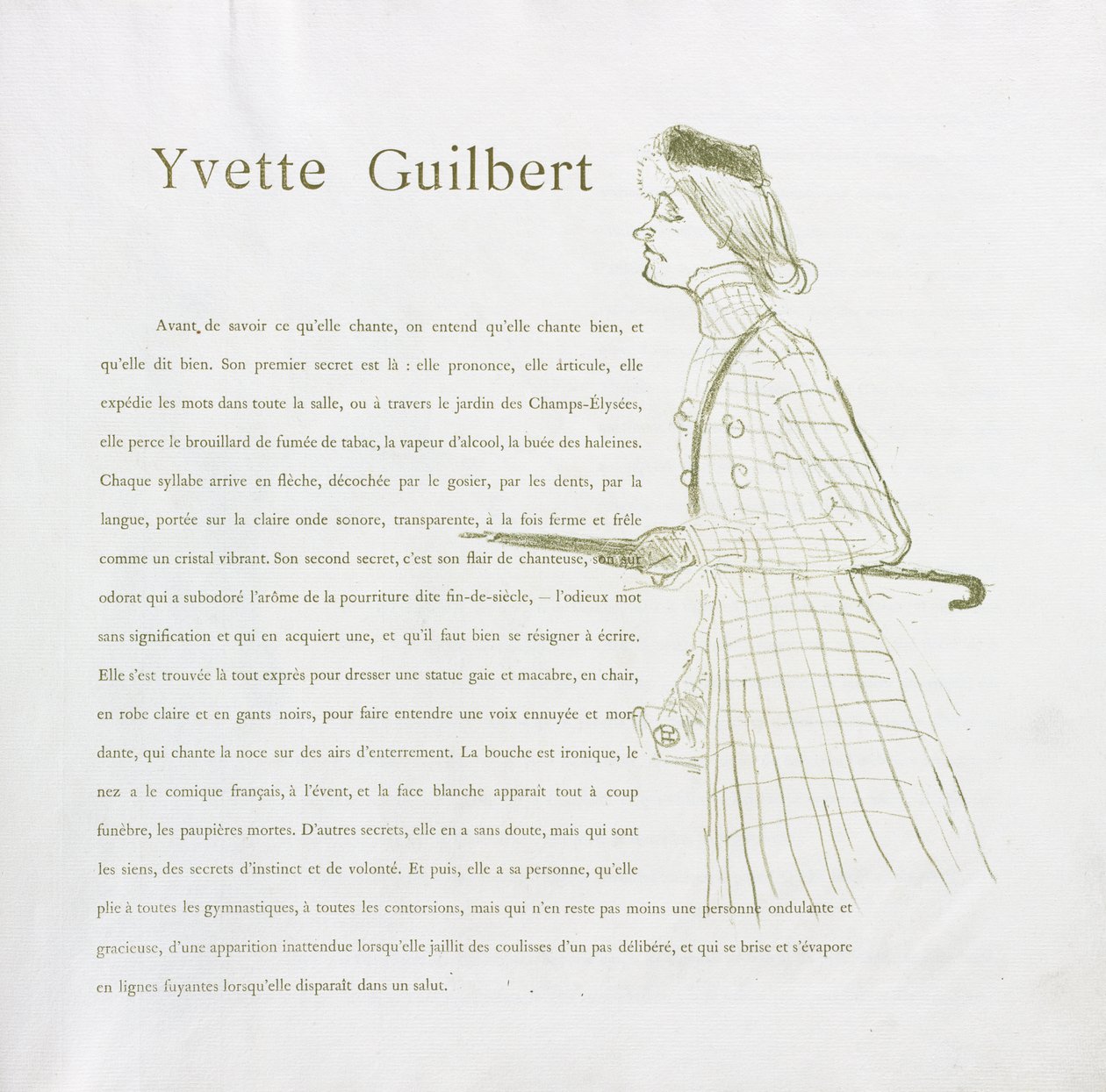 Yvette Guilbert - French Series: No. 1 by Henri de Toulouse Lautrec