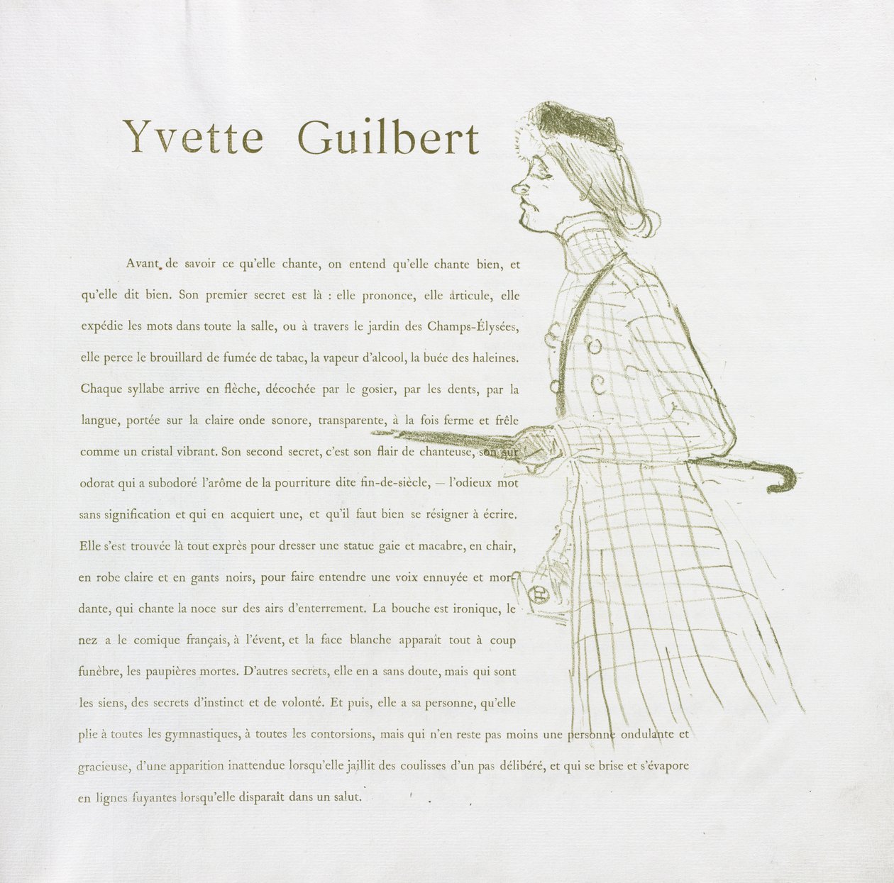 Yvette Guilbert-French Series: No. 1 by Henri de Toulouse Lautrec