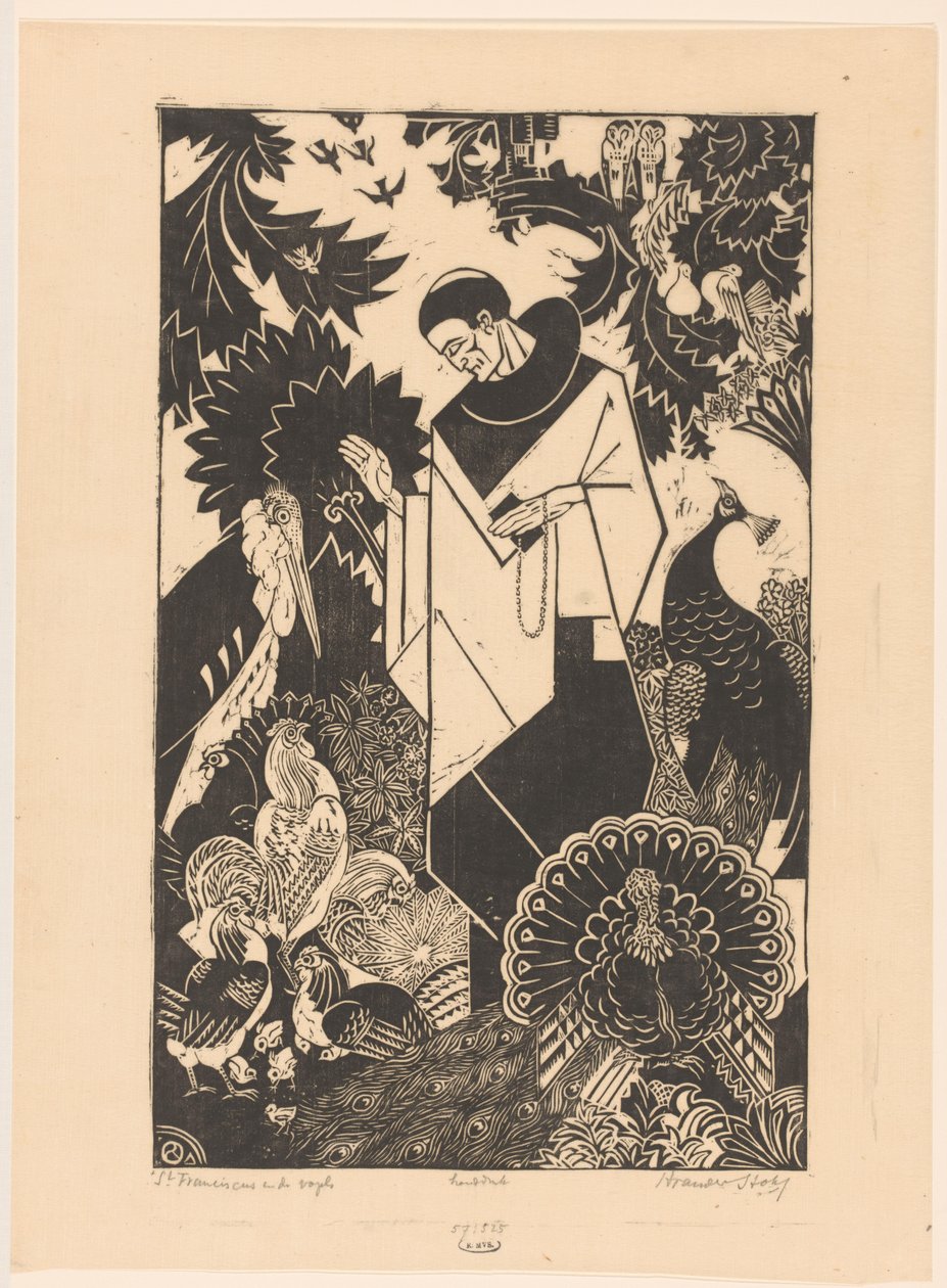 St. Francis and the Birds by Henri van der Stok (signed by artist)