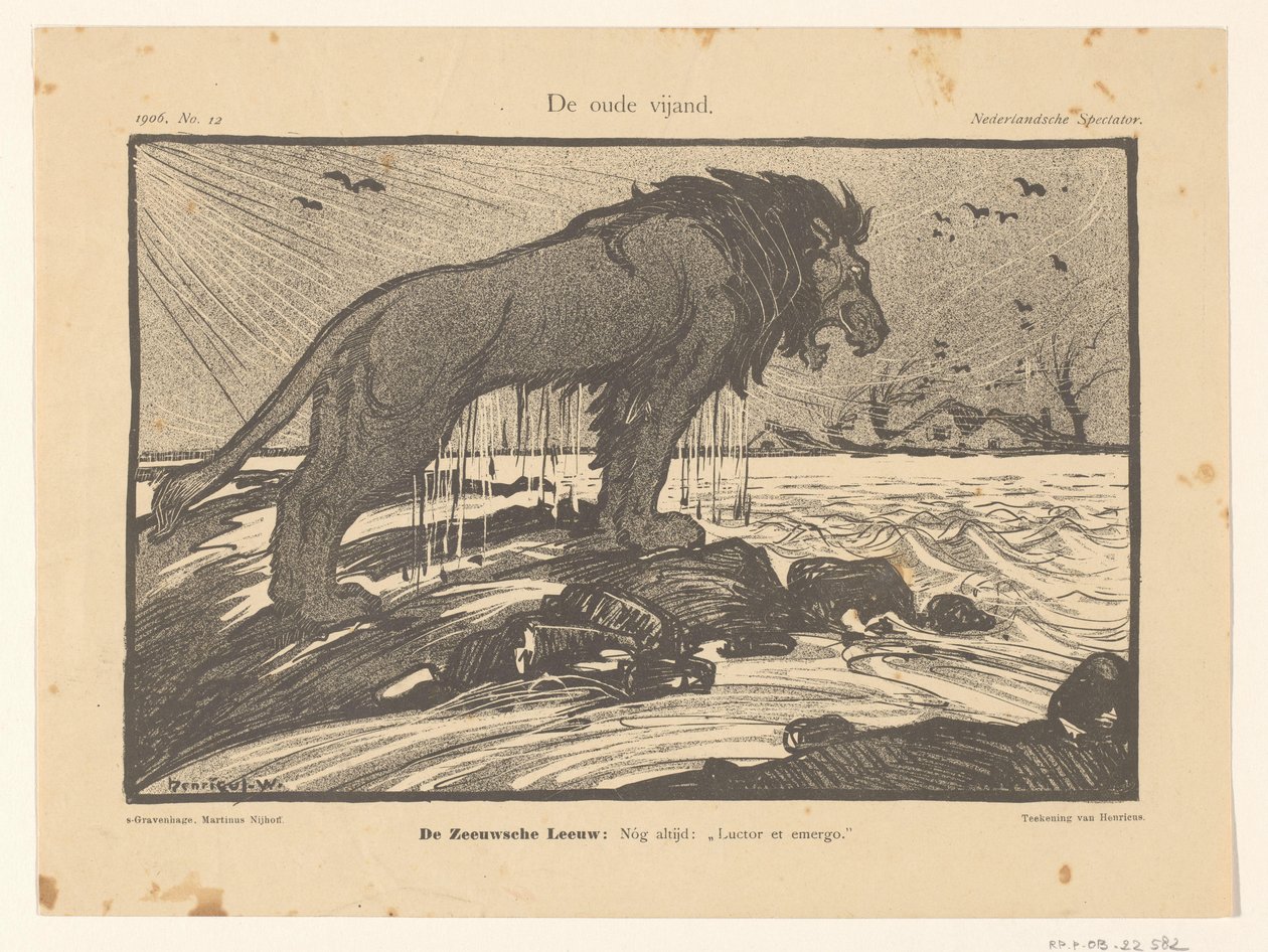 Satirical Print on the Storm Flood of 1906 by Henricus
