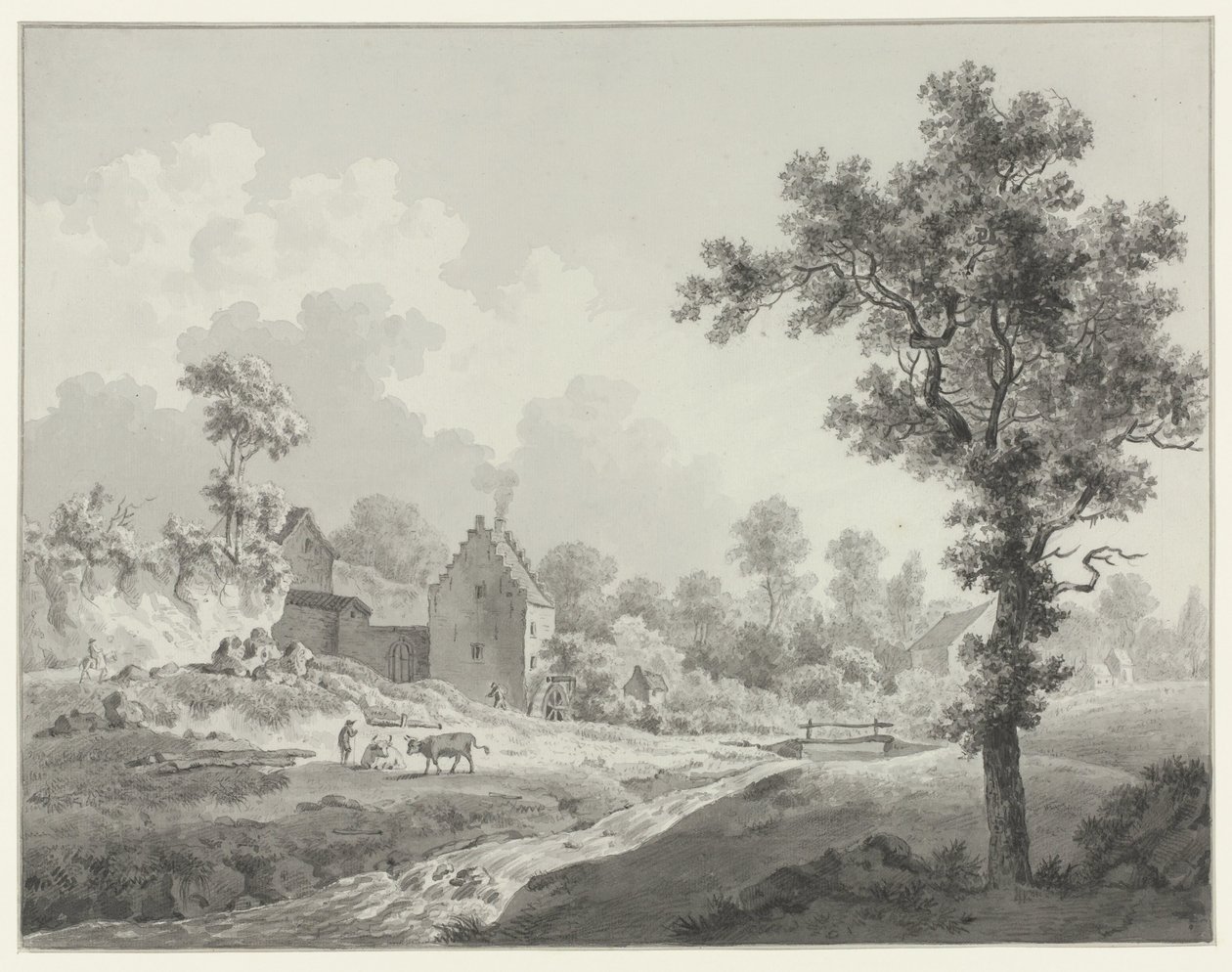 Landscape with a Watermill by a Stream by Henricus Josephus Antonissen