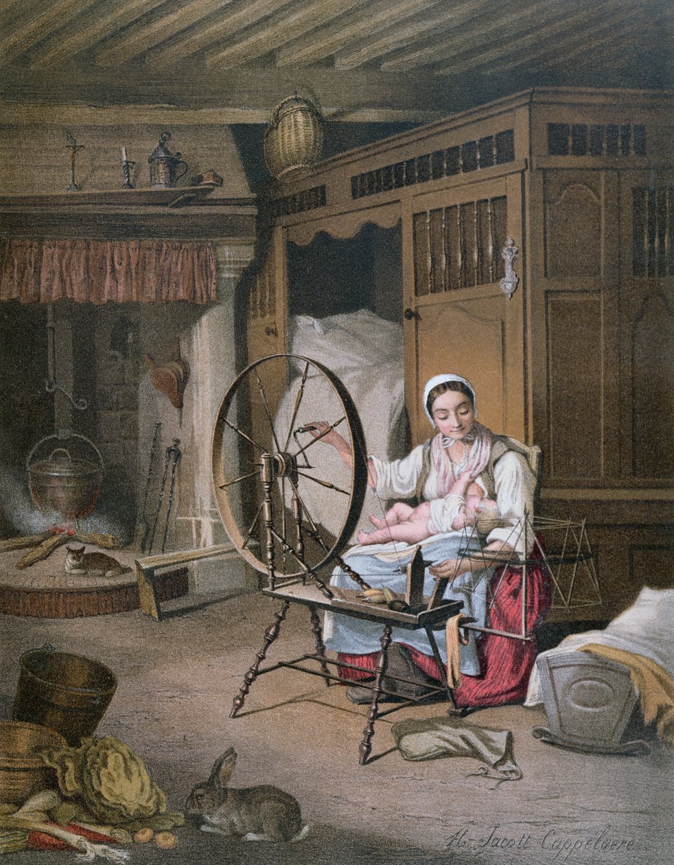 Interior of a Breton home by Henriette Jacott Cappellaere