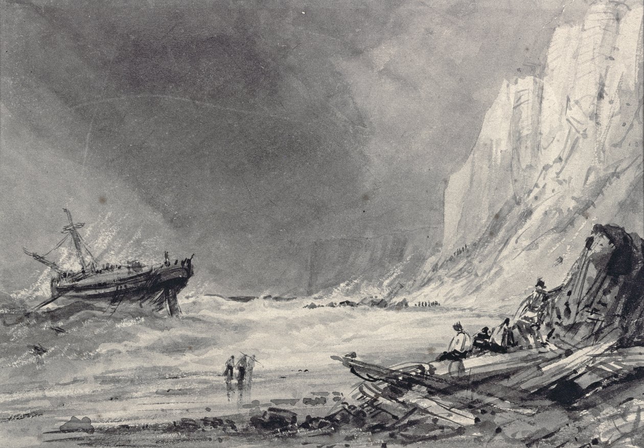 A Wreck off Speeton Cliffs, Yorkshire by Henry Barlow Carter
