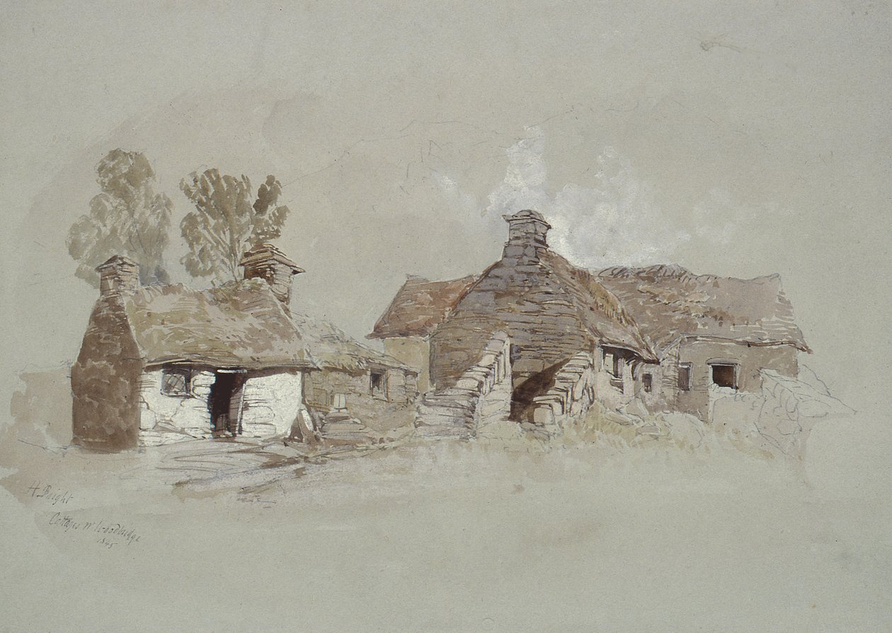 Cottages near Woodbridge, Suffolk by Henry Bright