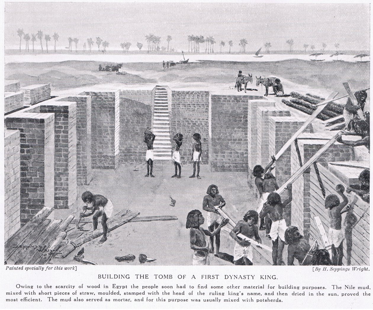 Building the tomb of a first dynasty king by Henry Charles Seppings Wright