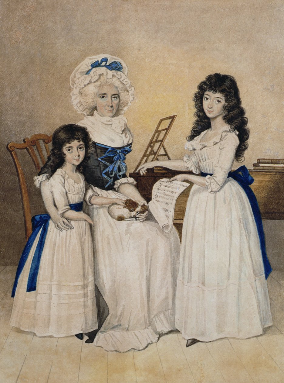 The Mansion of Peace: Mrs Campell and her two Daughters beside a Pianoforte by Henry Edridge