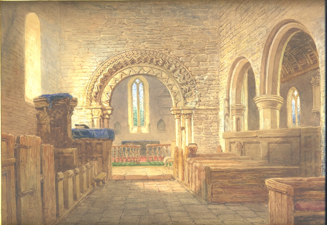 Inside the nave of St Martin’s Church, Holt, Worcestershire, looking east to the chancel by Henry Harris Lines