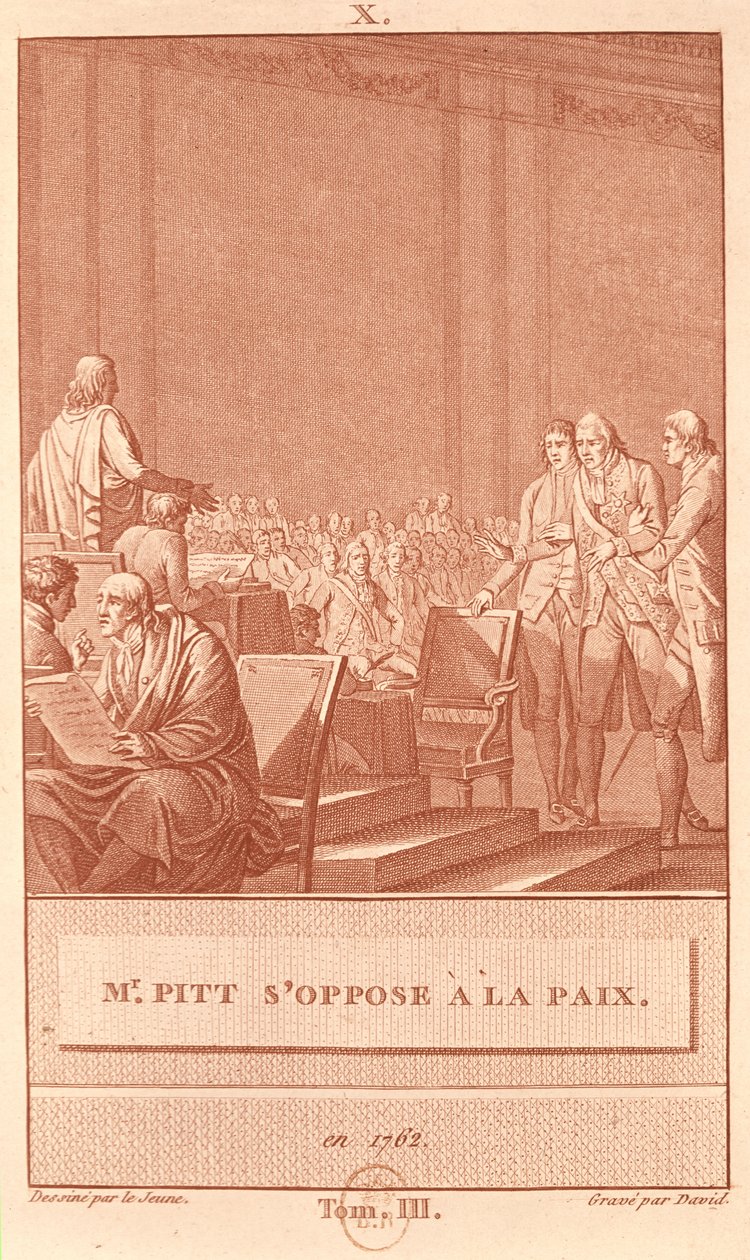 William Pitt the Elder (1708-78) Opposing the Peace of 1762, engraved by David by Henry Le Jeune