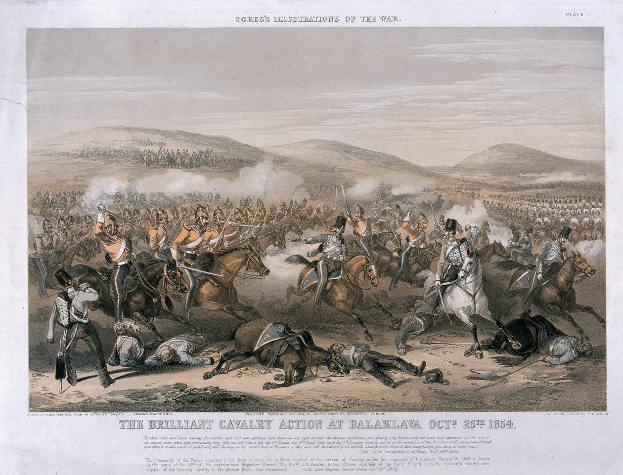 The Brilliant Cavalry Action at the Battle of Balaclava, October 25th 1854 (engraved by Edmund Walker, published 1854) by Henry Martens