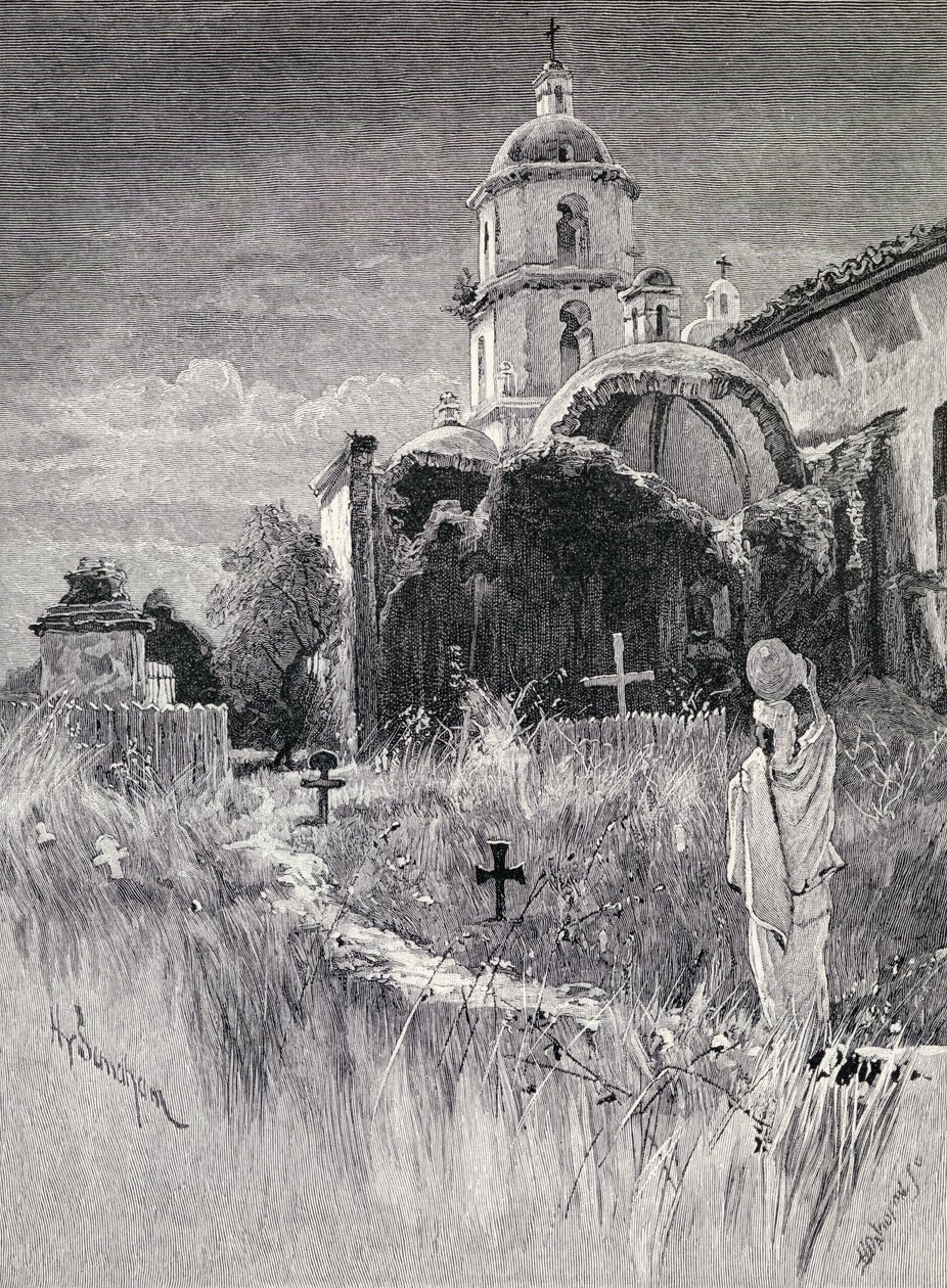 Graveyard and mission, San Luis Rey de Francia, California, from 