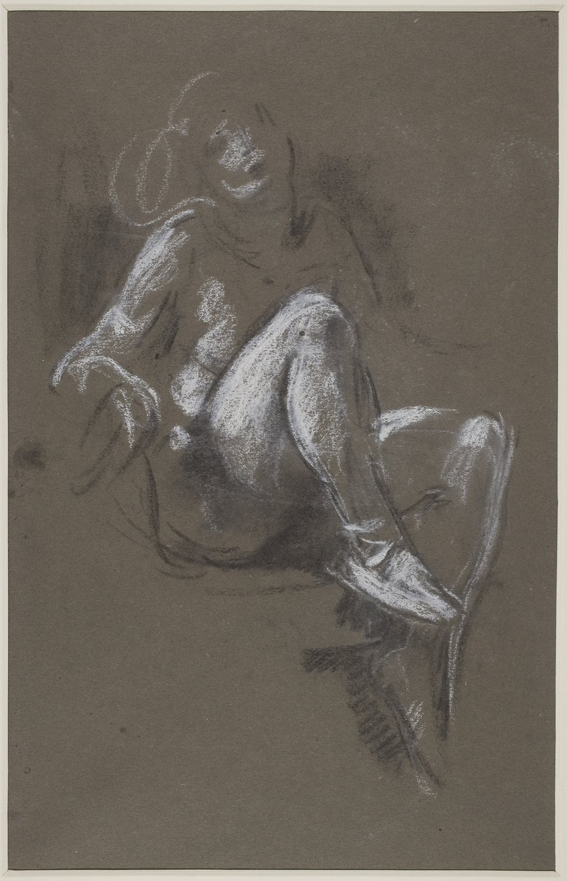 Seated Nude Girl Wearing Ballet Shoes by Henry Tonks