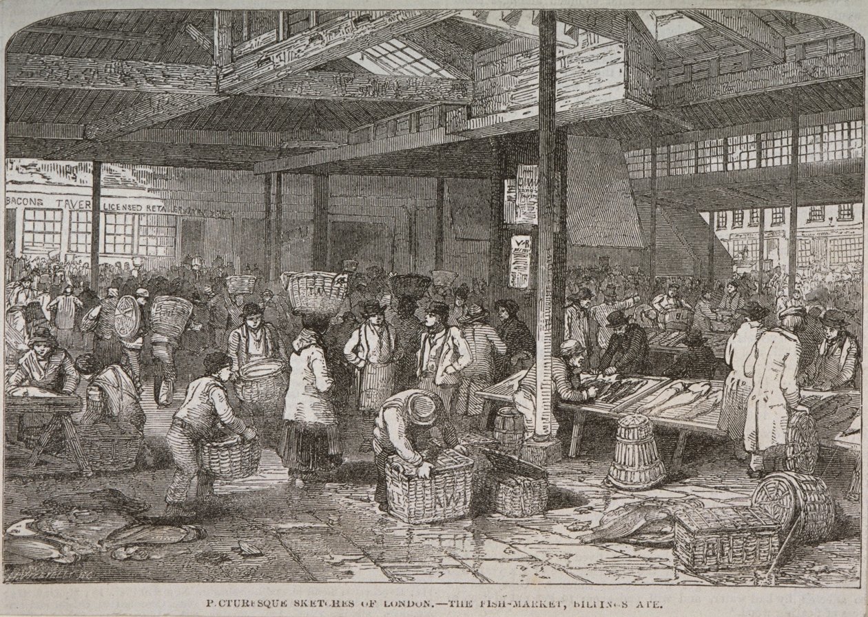 Interior View of Billingsgate Market, 1849 by Henry Vizetelly