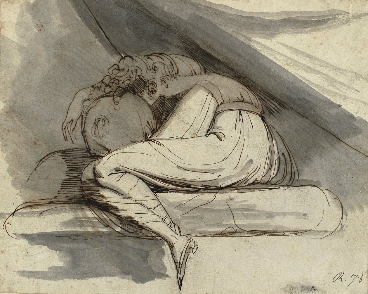 Woman Sitting, Curled Up (after 1778) by Henry  Fuseli