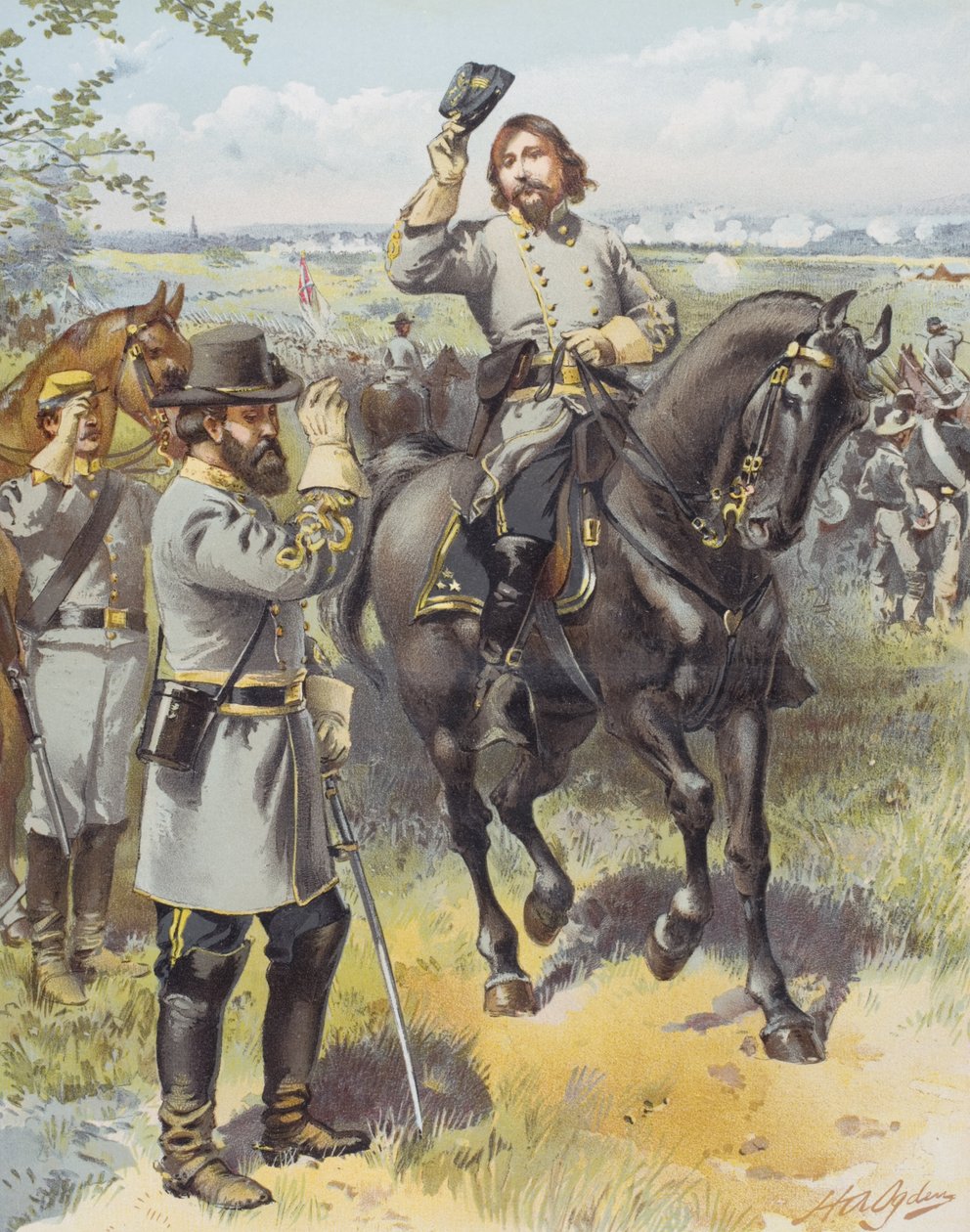 General Pickett Taking the Order to Charge from General Longstreet, Battle of Gettysburg, 3rd July 1863 by Henry Alexander (after) Ogden