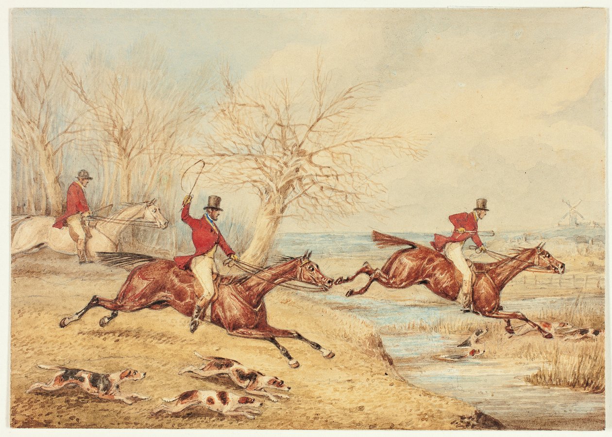 Mounted Hunters with Dogs by Henry Alken
