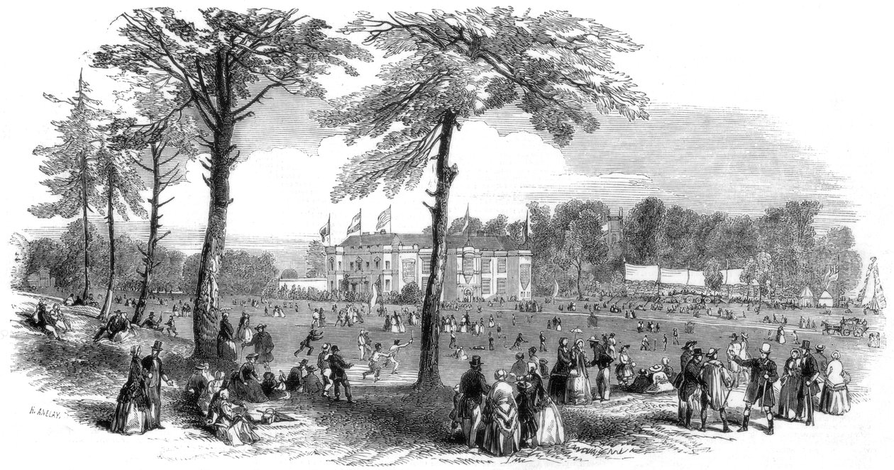 Place, Temperance, and Bond of Universal Brotherhood festival, Hartwell, Buckinghamshire, 1851 by Henry Anelay