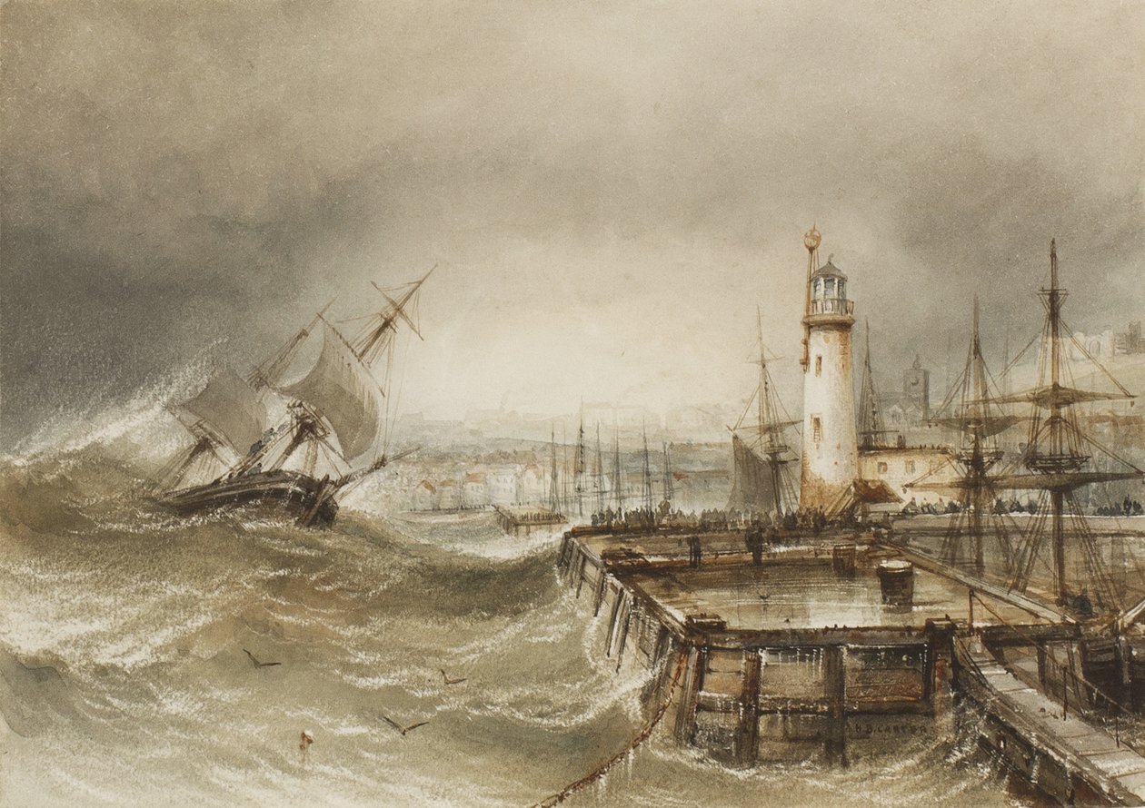 The Entrance to Scarborough Harbour by Henry Barlow Carter