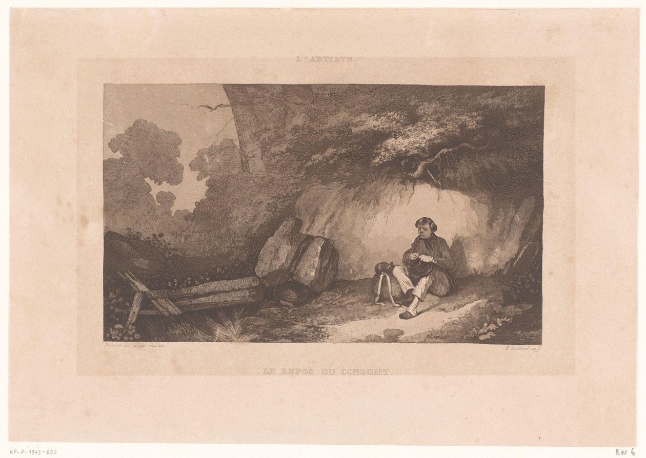 Rock Wall with Resting Man (L