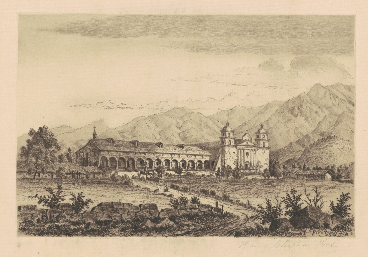 Mission Santa Barbara, 1883 by Henry Chapman Ford