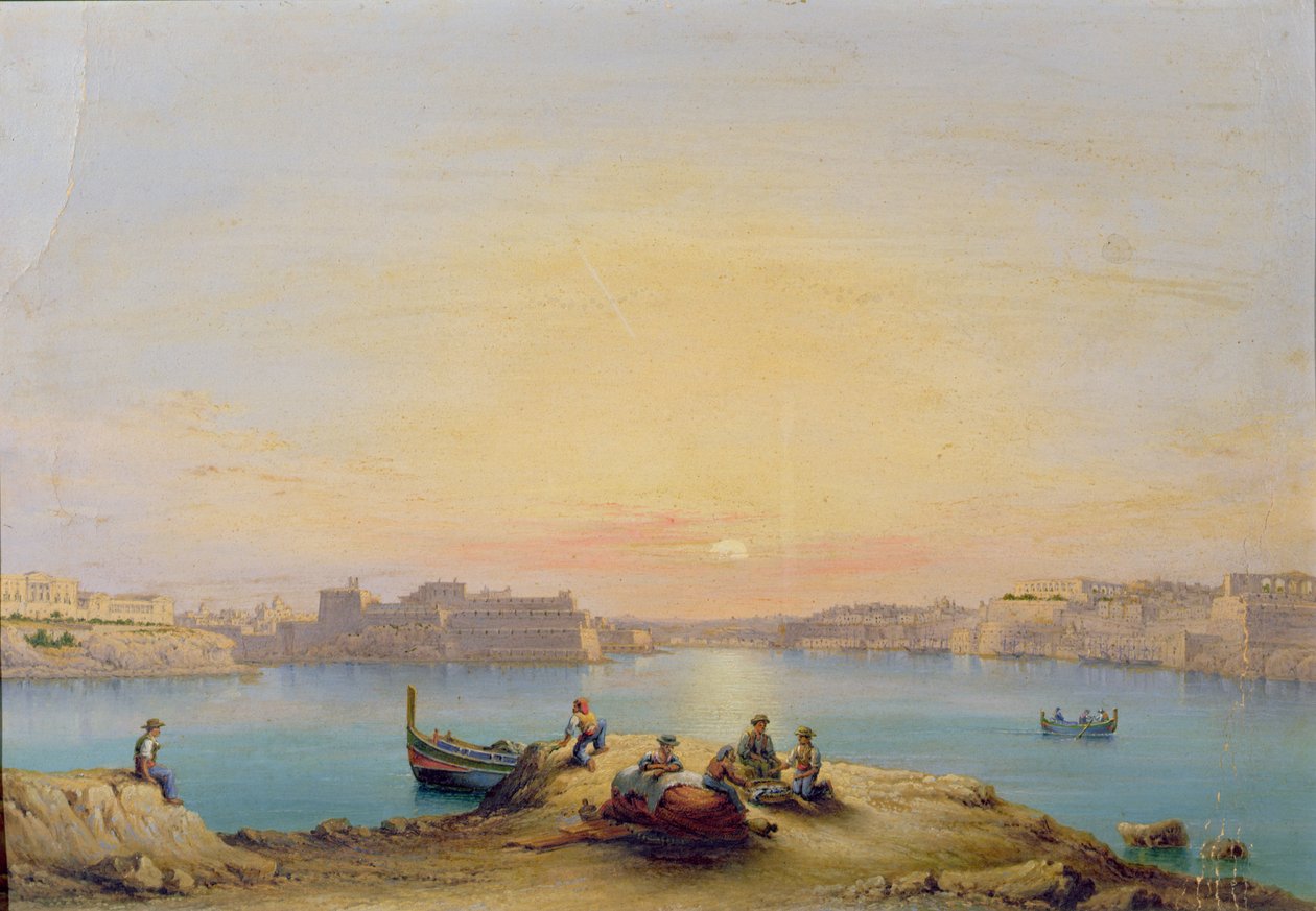 Valetta Harbour at Sunset by Henry Charles Ferro